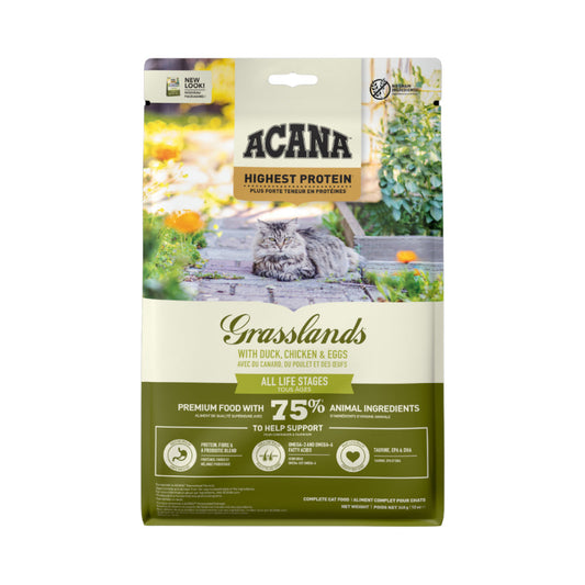 أكانا طعام جاف للقطط البالغة جميع السلالات بنكهة الدجاج ولحم البط والبيض