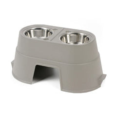 أور بيتس 12 طاولة طعام وشراب صحية مع صحن ستانلس مزدوج لون بيج