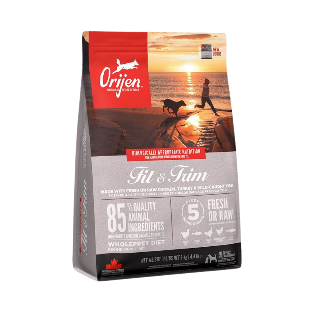 أوريجن فت آند تريم طعام جاف للكلاب بنكهة الدجاج والديك الرومي مع الأسماك